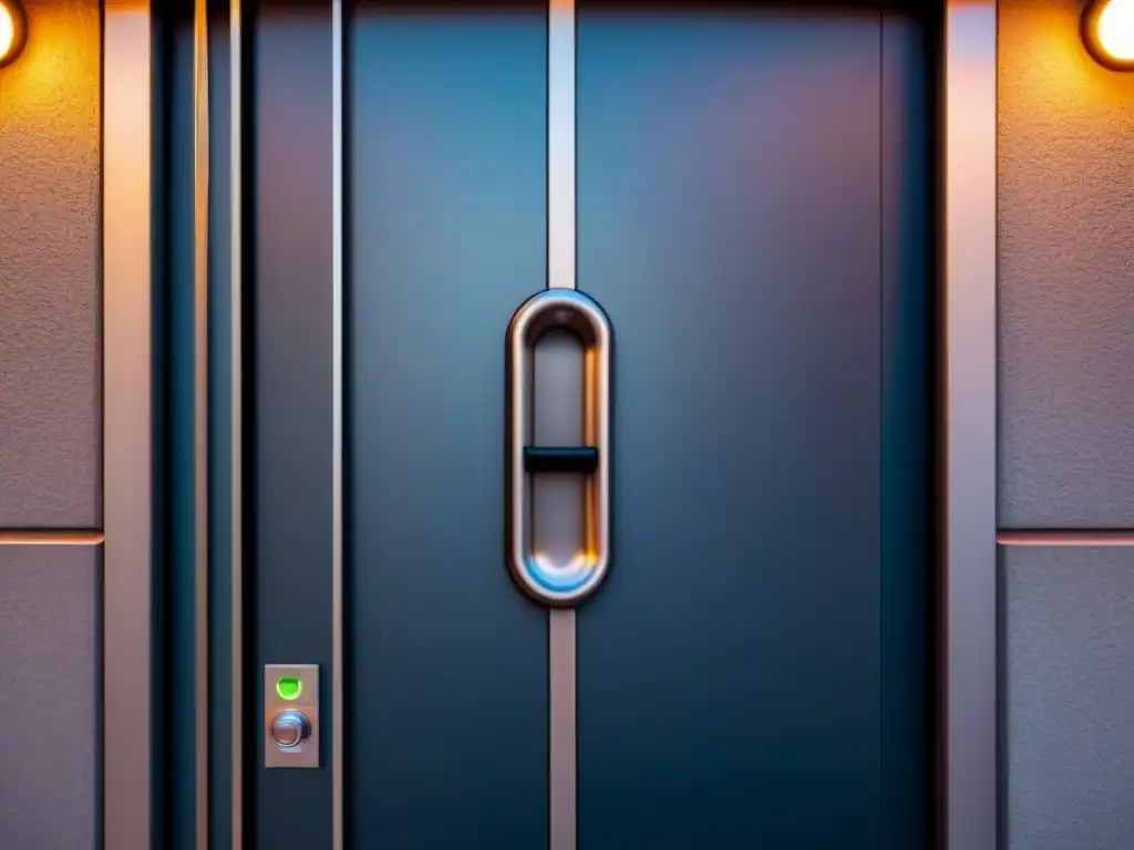 Portón de bóveda ultradetallado en 8k: protección avanzada para inversores inmobiliarios Protección activos inmobiliarios para inversores: Puerta de bóveda moderna, segura y sofisticada con tecnología avanzada y diseño futurista