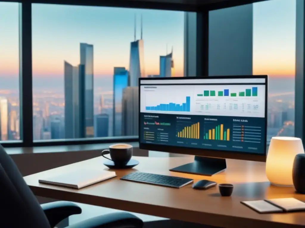 Webinar sobre Finanzas Inmobiliarias en un Entorno Sofisticado Un ambiente sofisticado y educativo de webinar sobre financiamiento inmobiliario en una oficina contemporánea