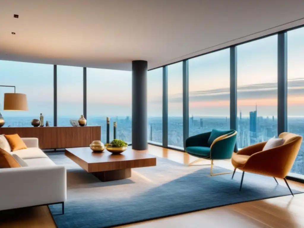 Ático de lujo con vistas panorámicas en la ciudad Apartamento de lujo con vista panorámica de la ciudad, diseño elegante y luminoso para proyecto de renovación de crédito inmobiliario