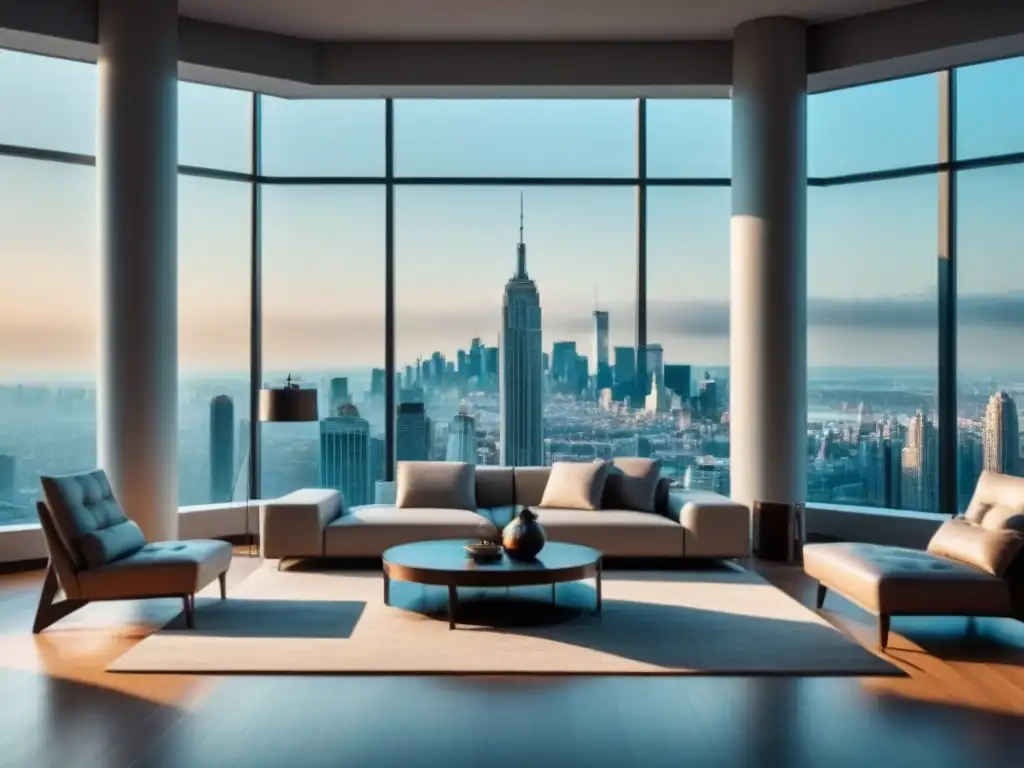 Exclusivo penthouse moderno con vista panorámica de la ciudad Apartamento de lujo con vista panorámica a la ciudad, muebles contemporáneos y ambiente sofisticado