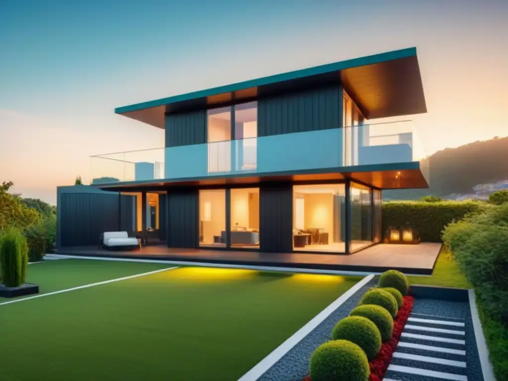 Casa futurista con diseño innovador y sostenible Diseño arquitectónico innovador con jardín en la azotea, paneles solares y grandes ventanas, ideal para Puntaje de crédito financiación vivienda