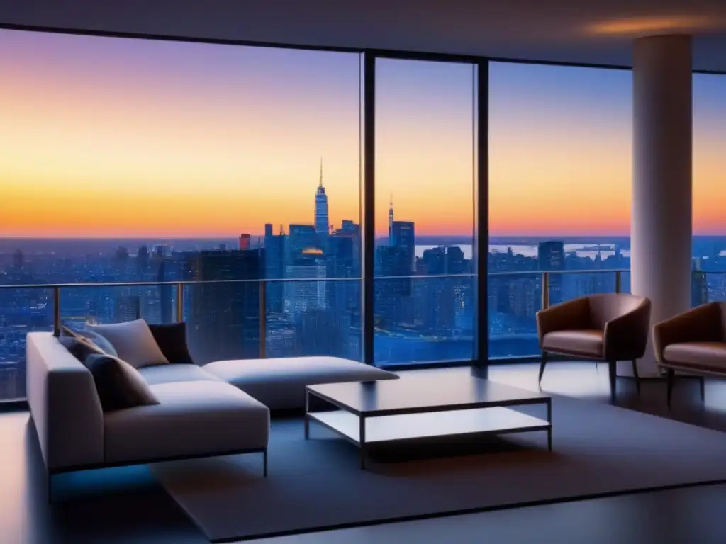 Espectacular penthouse moderno con vista a la ciudad y atardecer Ático lujoso con vista a la ciudad y terraza con atardecer sobre un río, Beneficios fiscales inversiones inmobiliarias