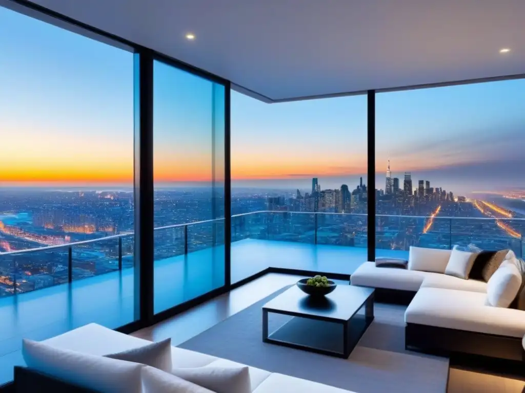 Ático moderno de lujo con vistas a la ciudad, diseño elegante y terraza panorámica