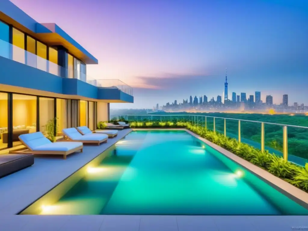 Edificio de lujo con vistas a la ciudad: moderno y sofisticado Invierte en bienes raíces en los mejores países para invertir en un lujoso edificio moderno con vistas a la ciudad y comodidades exclusivas