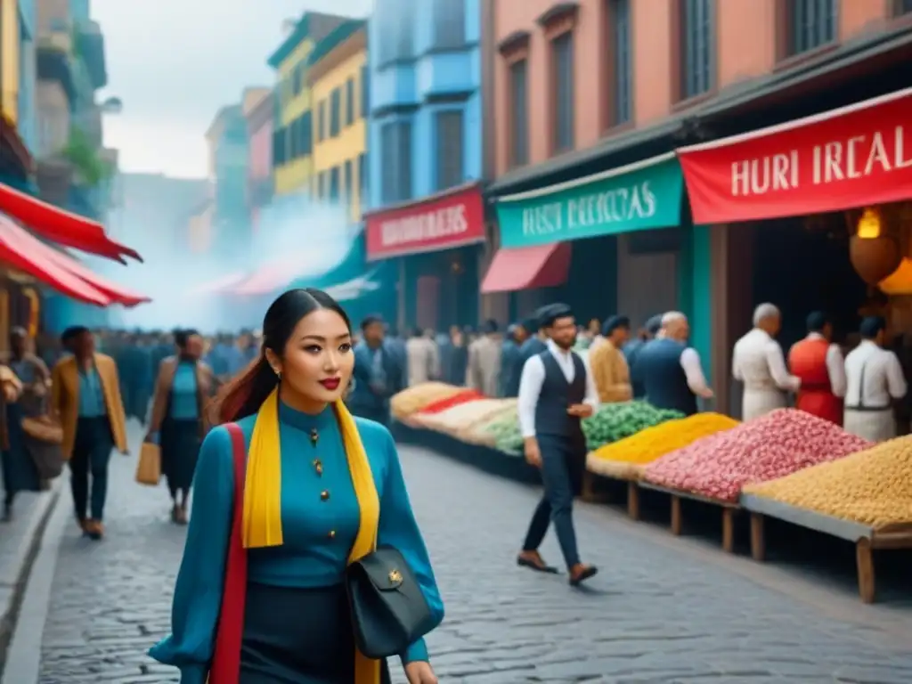 Escena urbana multicultural llena de vida y color Calles de la ciudad con edificios coloridos y gente diversa disfrutando de actividades culturales