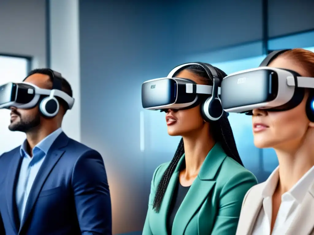 Realidad virtual: Formación inmobiliaria de vanguardia Capacitación inmobiliaria con realidad virtual: Profesionales inmersos en formación virtual, enfocados y emocionados