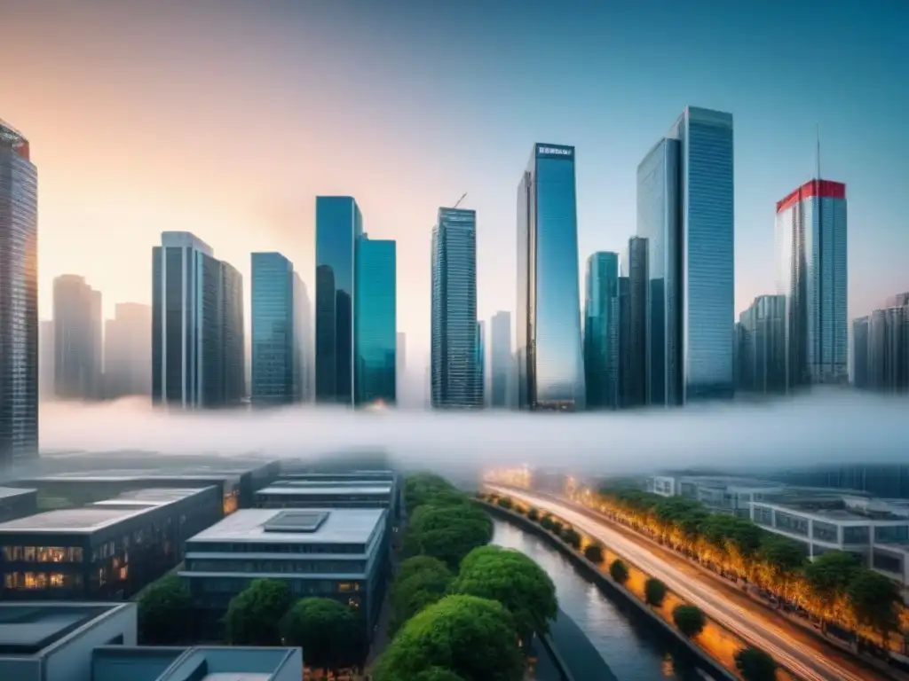 Metrópolis vibrante: interacción demográfica y crecimiento económico en 8k Una ciudad bulliciosa con rascacielos modernos y diversidad demográfica ilustrada en gráficos