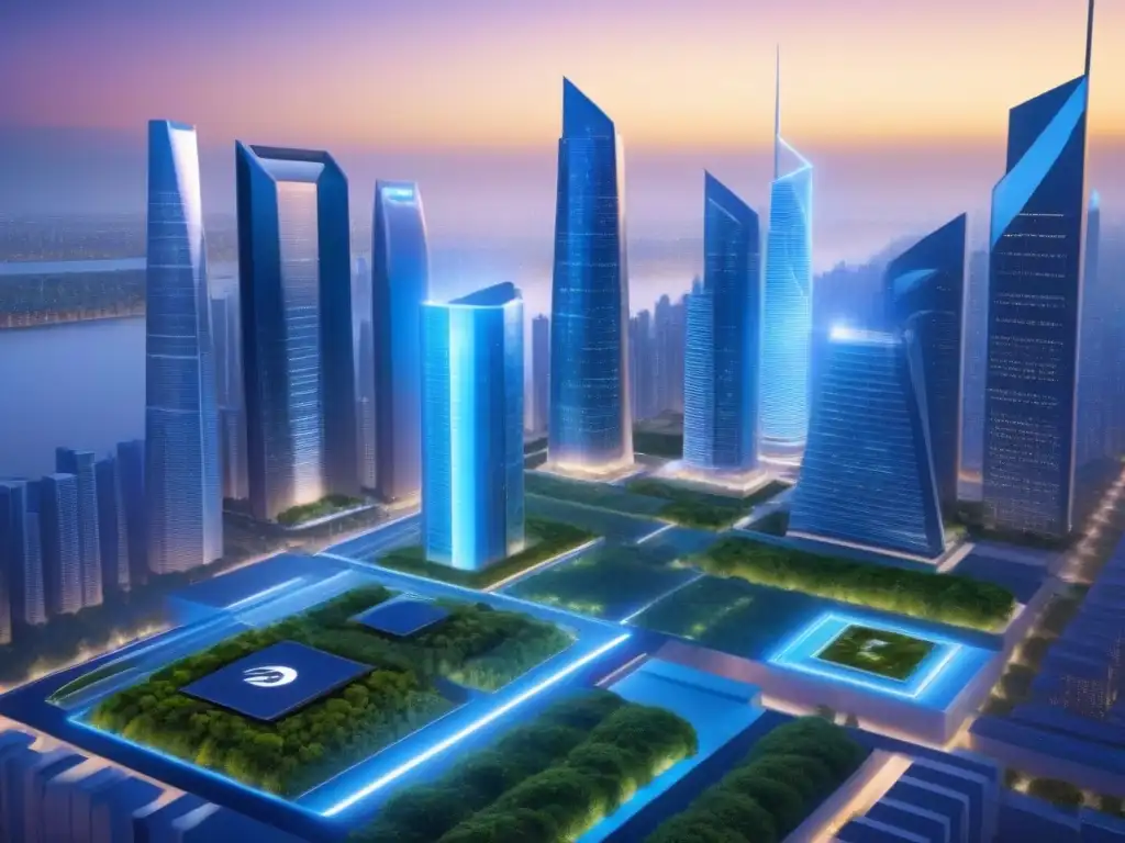 Metrópolis futurista: real estate y sostenibilidad Ciudad futurista con habilidades financiamiento inmobiliario futuro