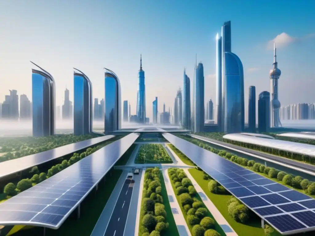 Una ciudad futurista integrada con tecnología innovadora y aplicaciones inmobiliarias