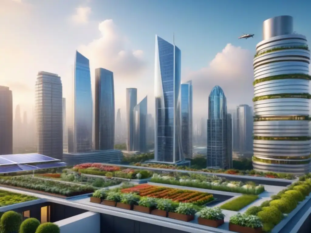 Metrópolis futurista sostenible con Generation Z Una ciudad urbana futurista y sostenible con rascacielos elegantes y tecnología inteligente integrada