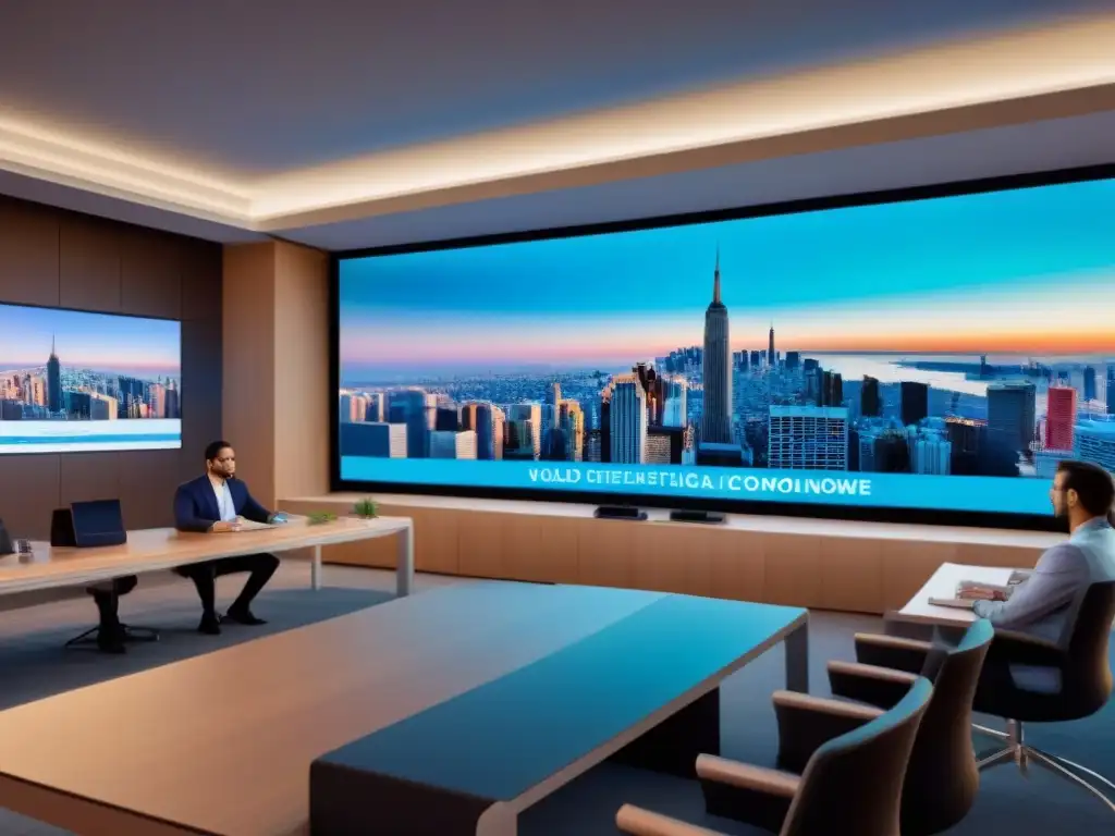 Clase virtual de real estate: moderna y futurista Una clase virtual futurista de financiamiento inmobiliario con herramientas avanzadas y estudiantes diversos