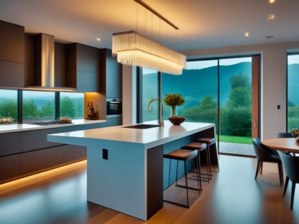 Cocina moderna de lujo con diseño elegante y luminoso Cocina moderna de lujo con isla amplia y elegante comedor