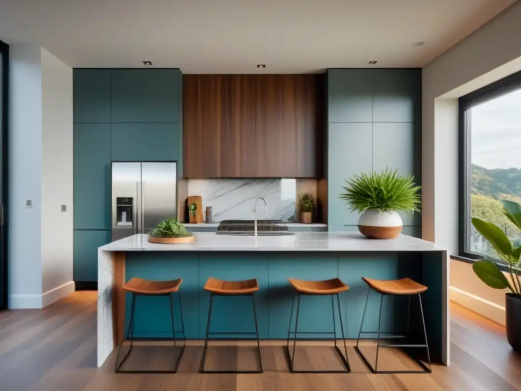 Cocina de lujo en alquiler: diseño moderno y sofisticado Una cocina moderna y lujosa en una propiedad de alquiler, con electrodomésticos de acero inoxidable y encimeras de mármol