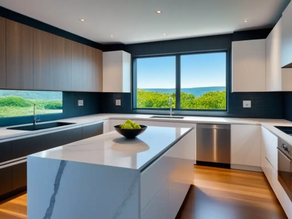 Renovación de cocina de lujo en alquiler: elegancia y luminosidad Cocina moderna y lujosa en propiedad de alquiler, con consejos para renovar alquileres rentables