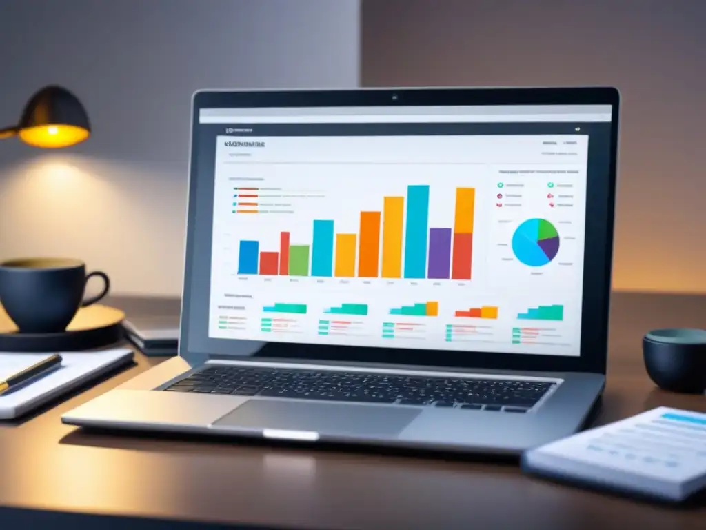 Descubriendo Comisiones Ocultas en Programas de Afiliados Descubre comisiones ocultas en programa afiliados seguros con laptop, gráficos y lupa en escritorio minimalista