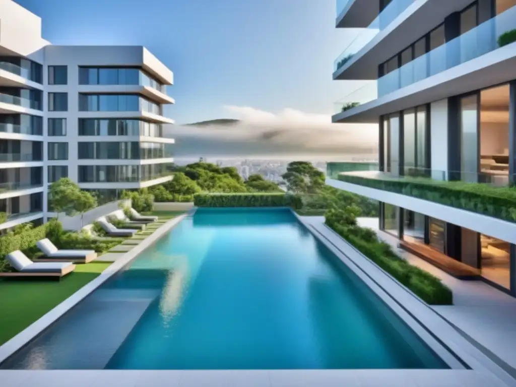 Complejo de apartamentos modernos de lujo en ubicación privilegiada Un complejo de apartamentos moderno y lujoso con fachadas de cristal y exuberante vegetación