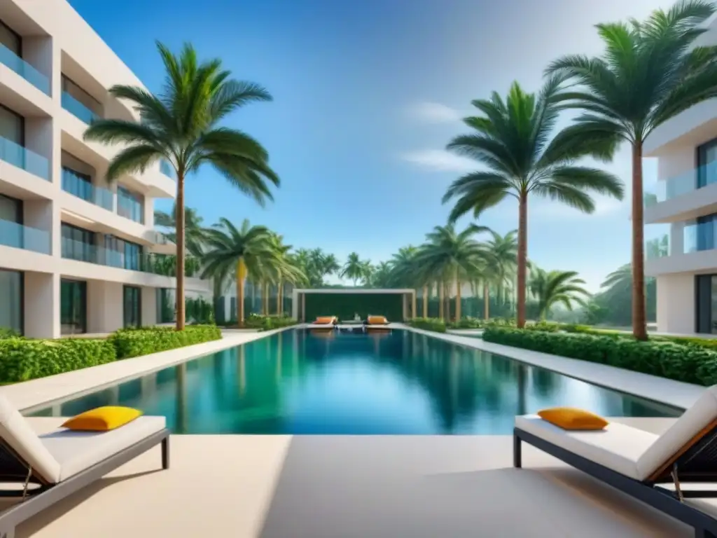 Exclusivo complejo de condominios: piscina serena y moderna Complejo de condominios lujoso y moderno, con áreas verdes exuberantes y piscina, ideal para inversores en busca de financiamiento inmobiliario seguro