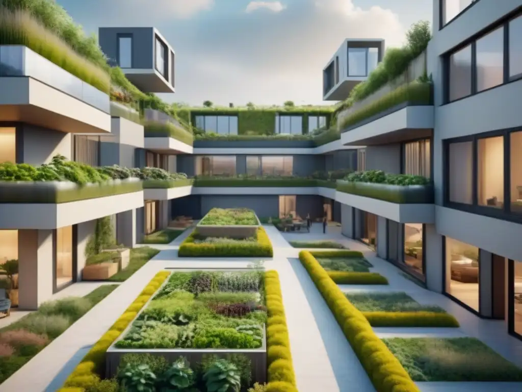 Complejo residencial ecológico futurista: diseño innovador y sostenible Un complejo residencial futurista y ecológico con diseño innovador que impacta el cambio climático