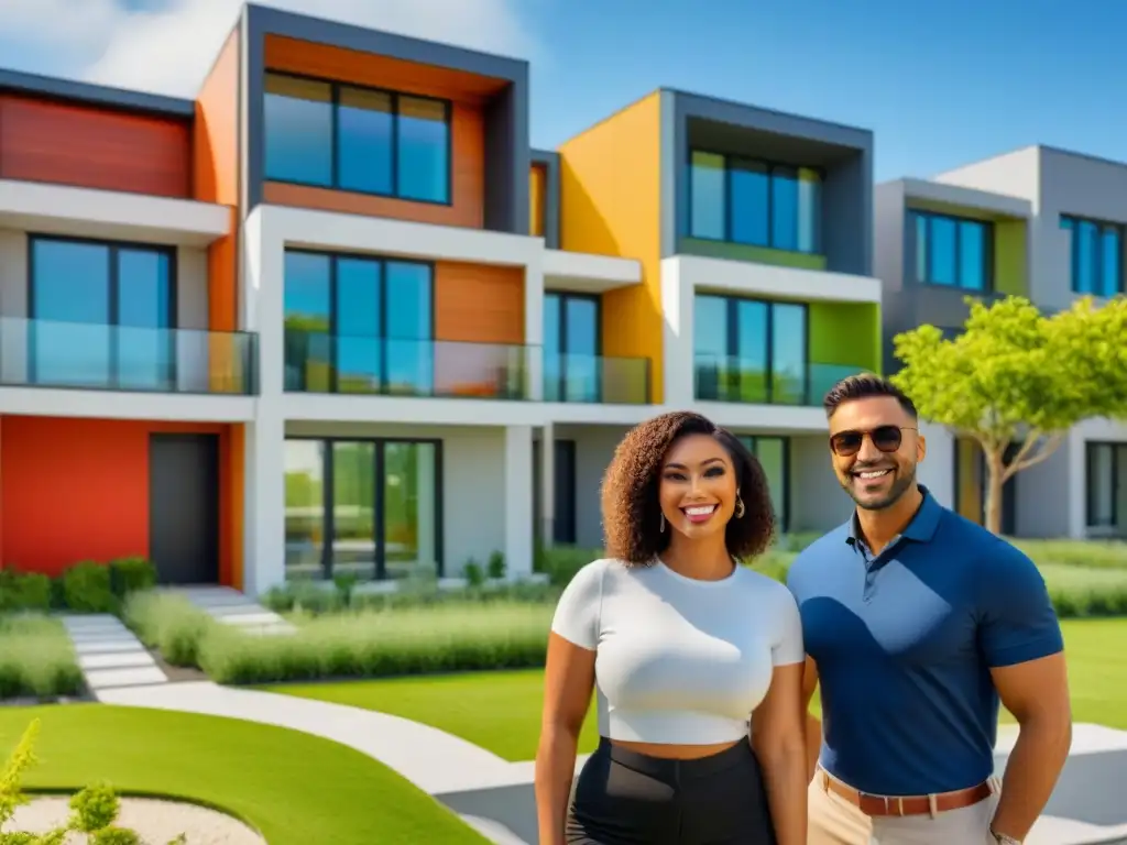 Comunidad diversa frente a modernos townhouses Comunidad diversa frente a modernas casas: beneficios préstamos FHA mercado inmobiliario