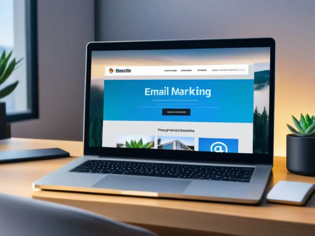 Campaña de Email Marketing Inmobiliario: Diseño Profesional y Efectivo Una configuración moderna de escritorio para email marketing para promotores inmobiliarios