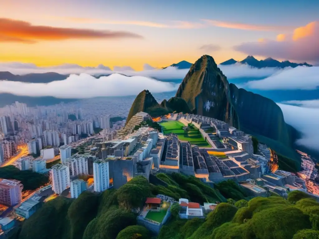 Consejos para préstamo inmobiliario en América Latina: Vista aérea de una ciudad vibrante con rascacielos y bullicio urbano