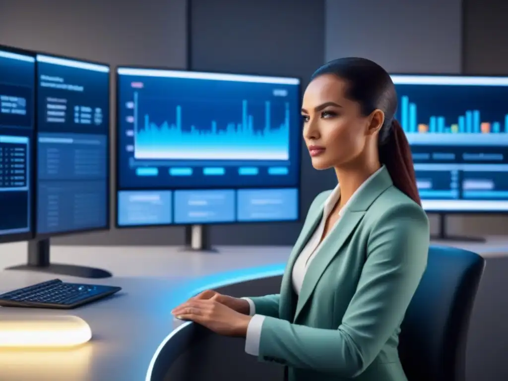 Departamento de crédito automatizado: eficiencia y modernización Transformación de departamentos de créditos con automatización: Oficina futurista con tecnología de vanguardia y equipo colaborando eficientemente