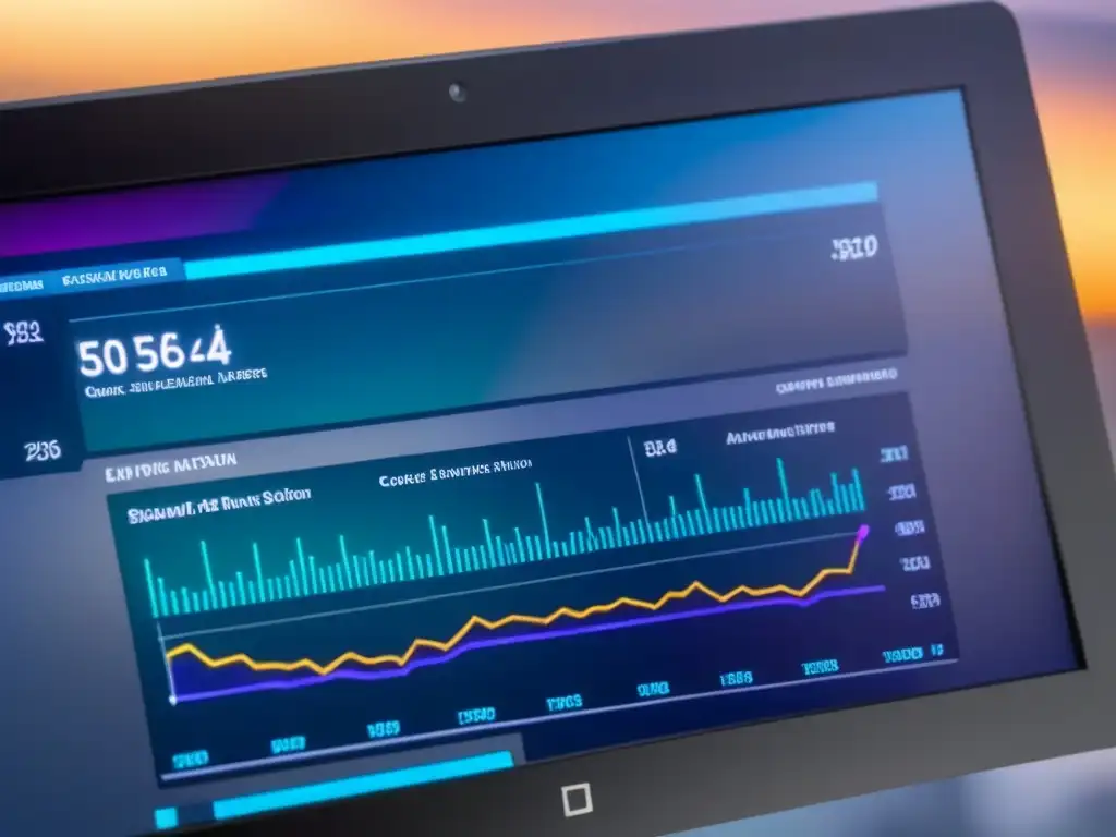 Tablero digital: Éxito en automatización del departamento de crédito Transformación departamentos créditos con automatización: Panel digital futurista muestra éxito en automatización crediticia