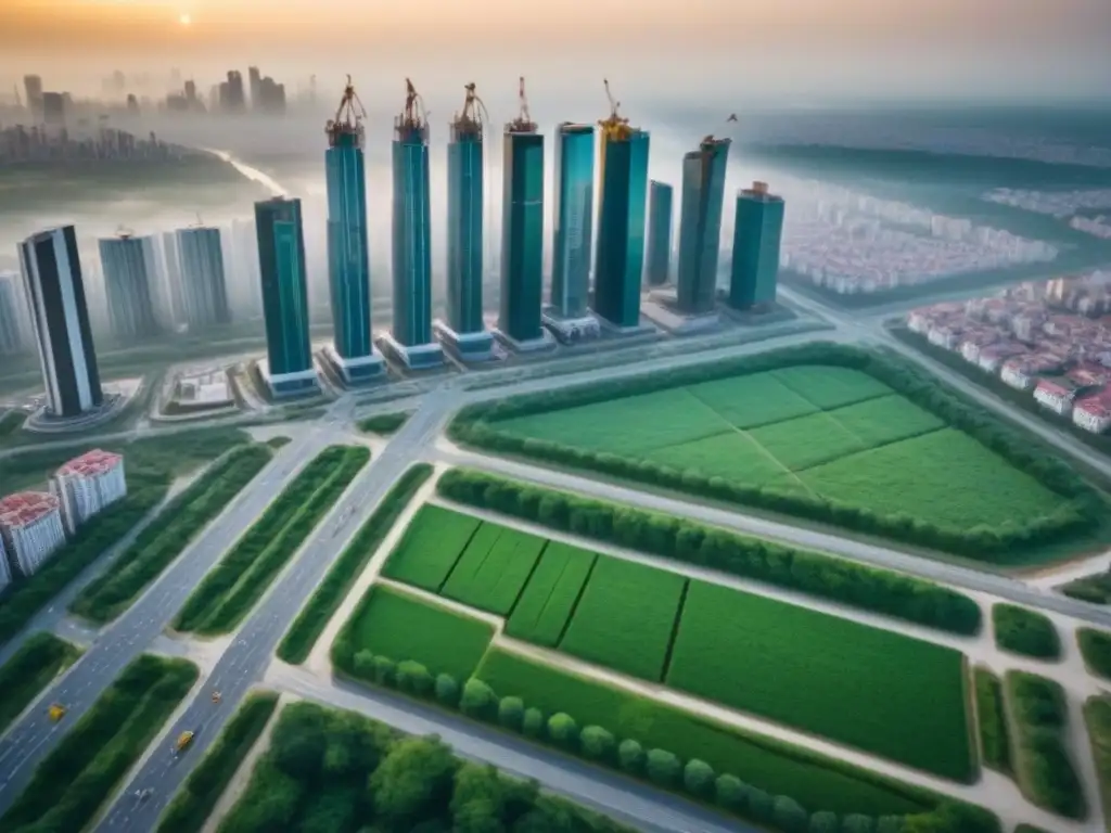 Desarrollo inmobiliario: ciudades en crecimiento Deslumbrante panorama urbano con múltiples proyectos inmobiliarios en construcción y financiamiento mixto