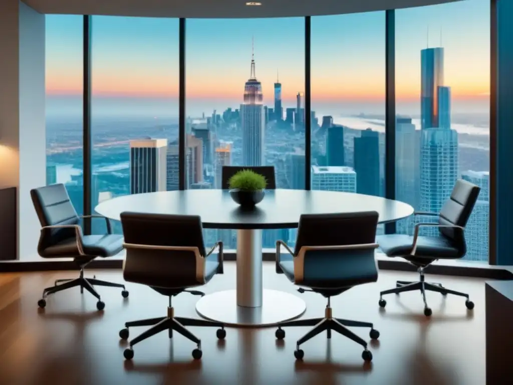 Consultoría legal de alta gama en transacciones inmobiliarias Un despacho de abogados moderno y elegante con vista a la ciudad
