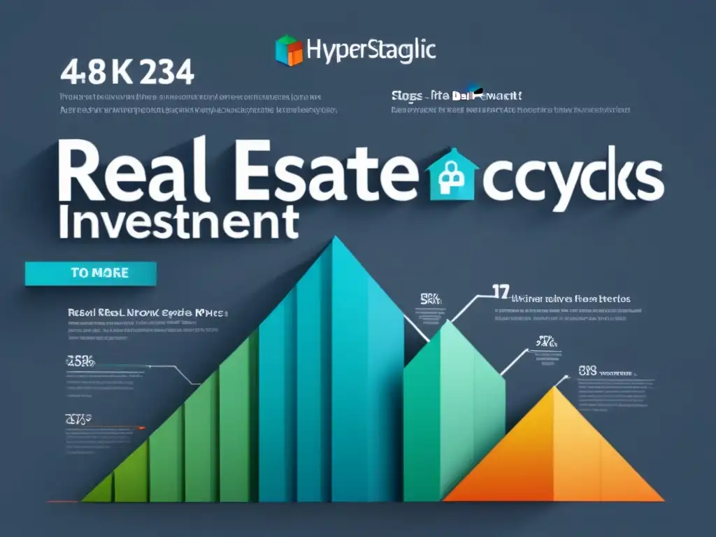 Infografía detallada del ciclo inmobiliario: crecimiento, pico, declive y recuperación Infografía detallada del ciclo del mercado inmobiliario con fases de crecimiento, pico, declive y recuperación