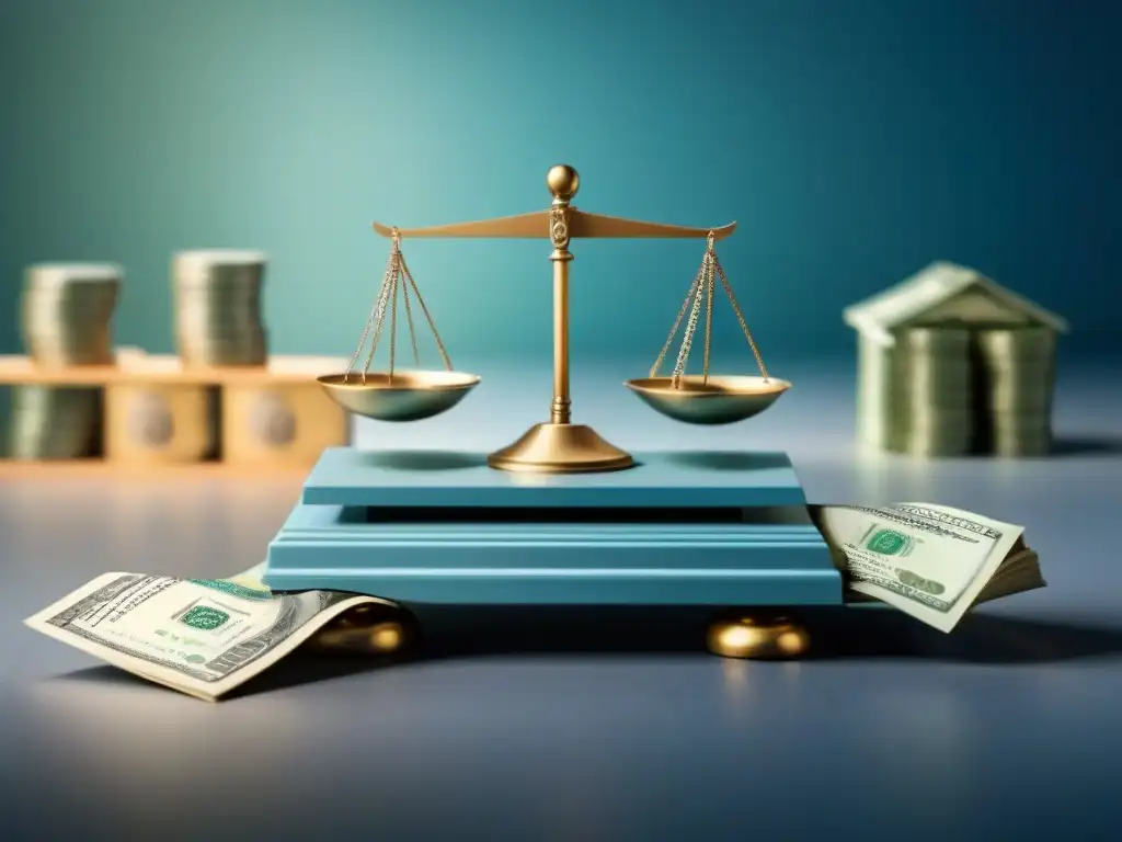 Dilema ético: casa vs dinero en una balanza detallada Ilustración detallada y moderna de una balanza equilibrando una casa y dinero, simbolizando la ética en afiliación de propiedades