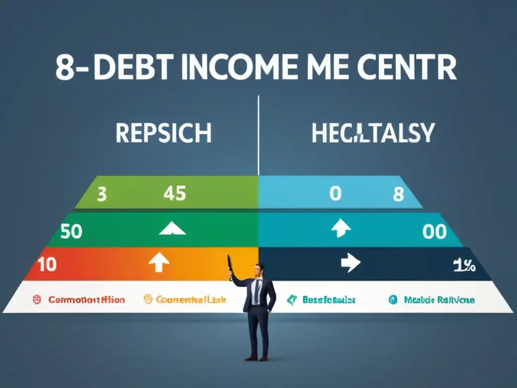 Infografía: Equilibra deudas e ingresos Infografía detallada y moderna sobre mejorar relación deuda ingreso con consejos para equilibrar finanzas