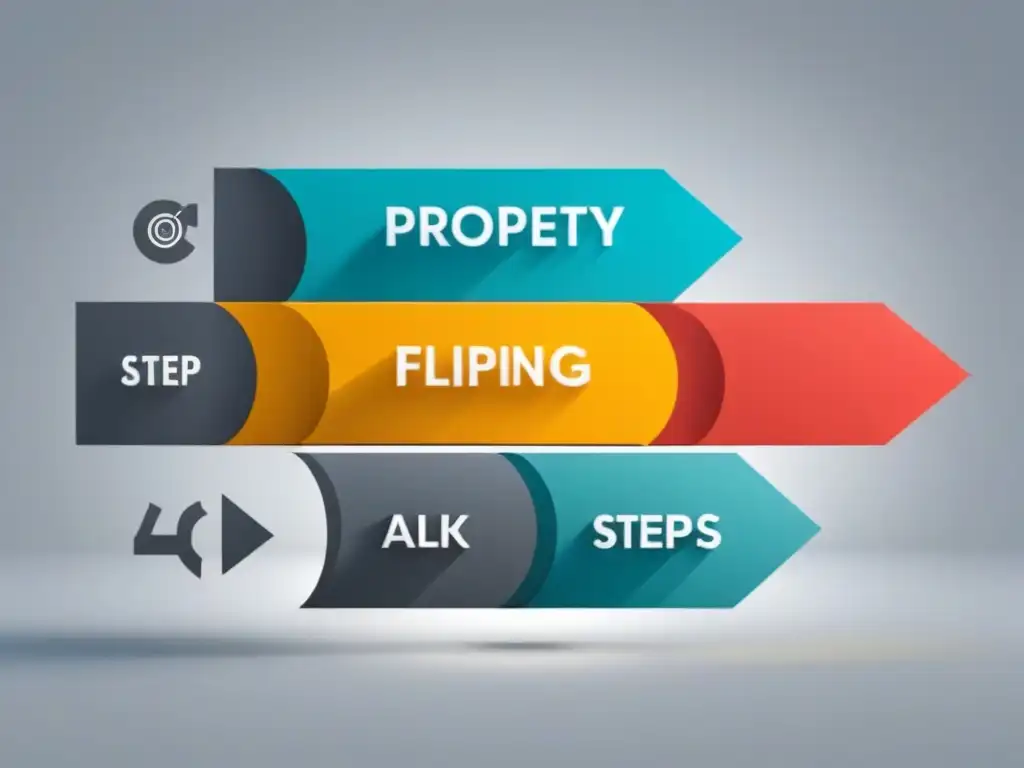 Infografía detallada de flip inmobiliario Detallada guía para principiantes en Flipping: compra, renovación y venta ilustradas paso a paso en diseño educativo y profesional