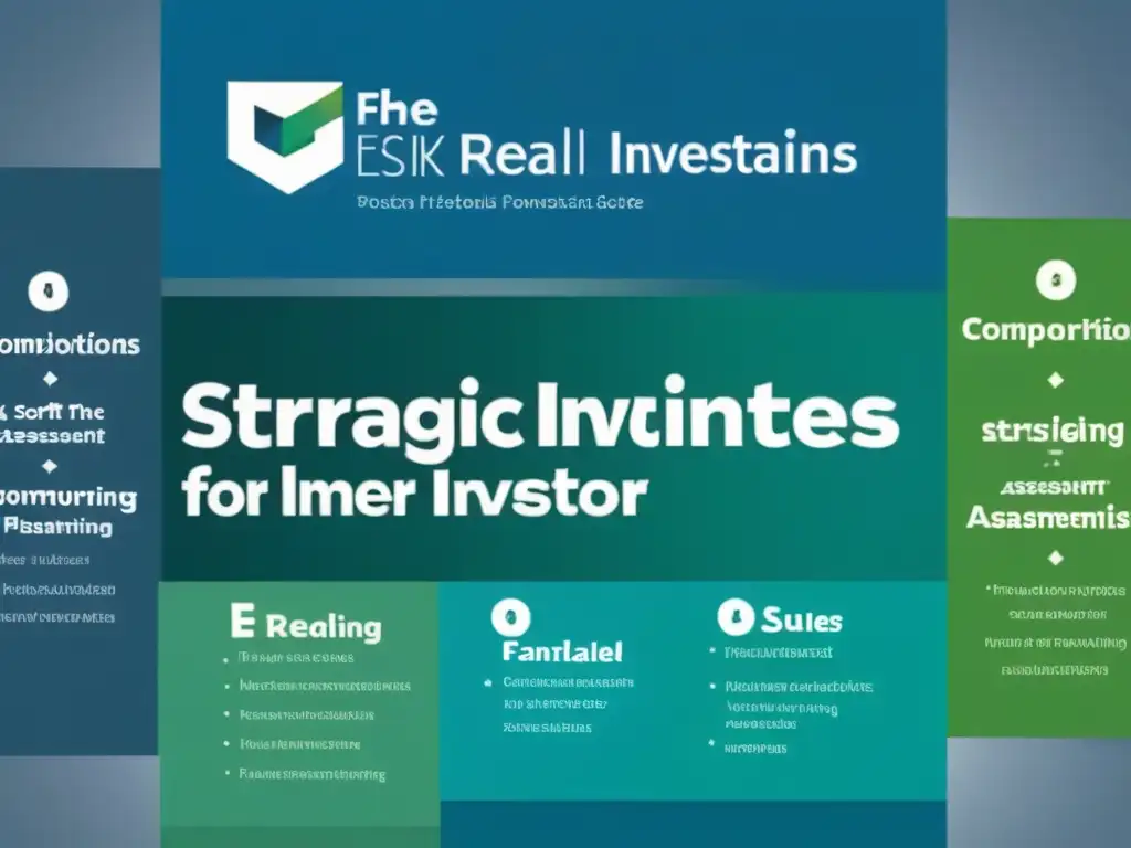 Diagrama estratégico para inversores inmobiliarios Un detallado diagrama de flujo para la planificación estratégica de inversores inmobiliarios, con diseño moderno y profesional