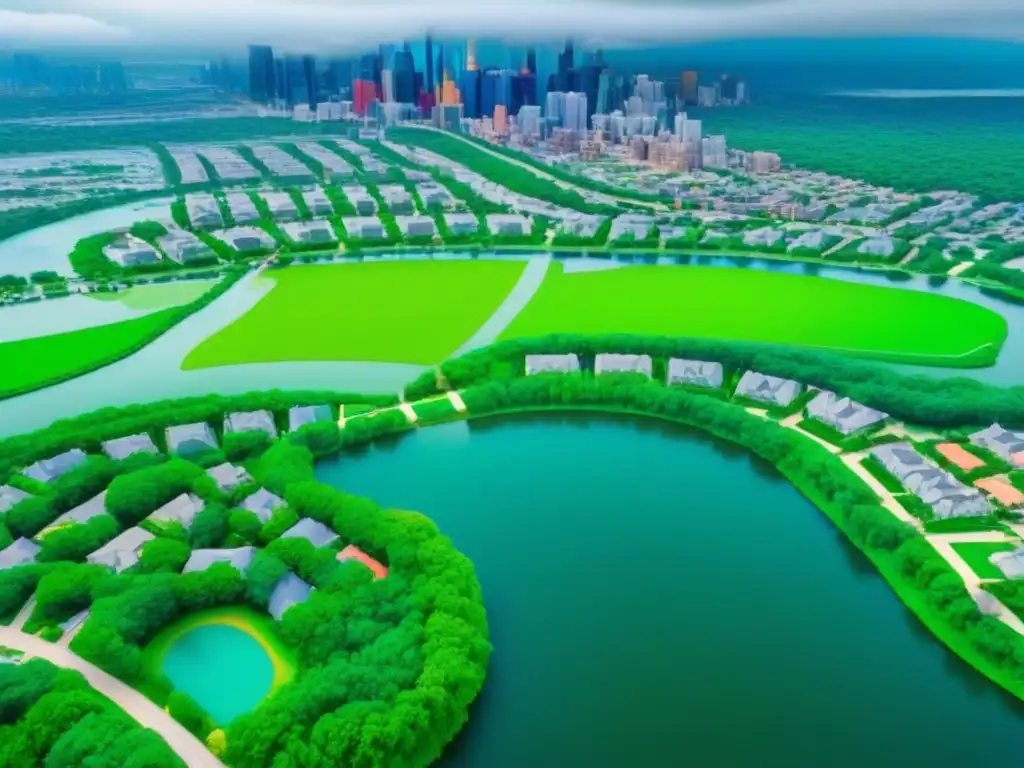 Zonas fiscales: beneficios en la ciudad Un detallado paisaje urbano con zonas fiscales diferenciadas por colores, destacando beneficios por ubicación inmobiliaria
