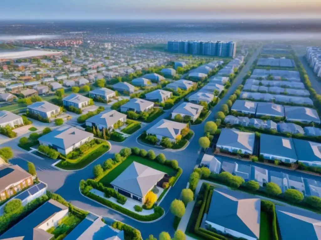 Diversidad inmobiliaria: cartera equilibrada y moderna Detallado plan portafolio propiedades equilibrado con variedad de propiedades residenciales, comerciales e industriales en armonioso diseño moderno