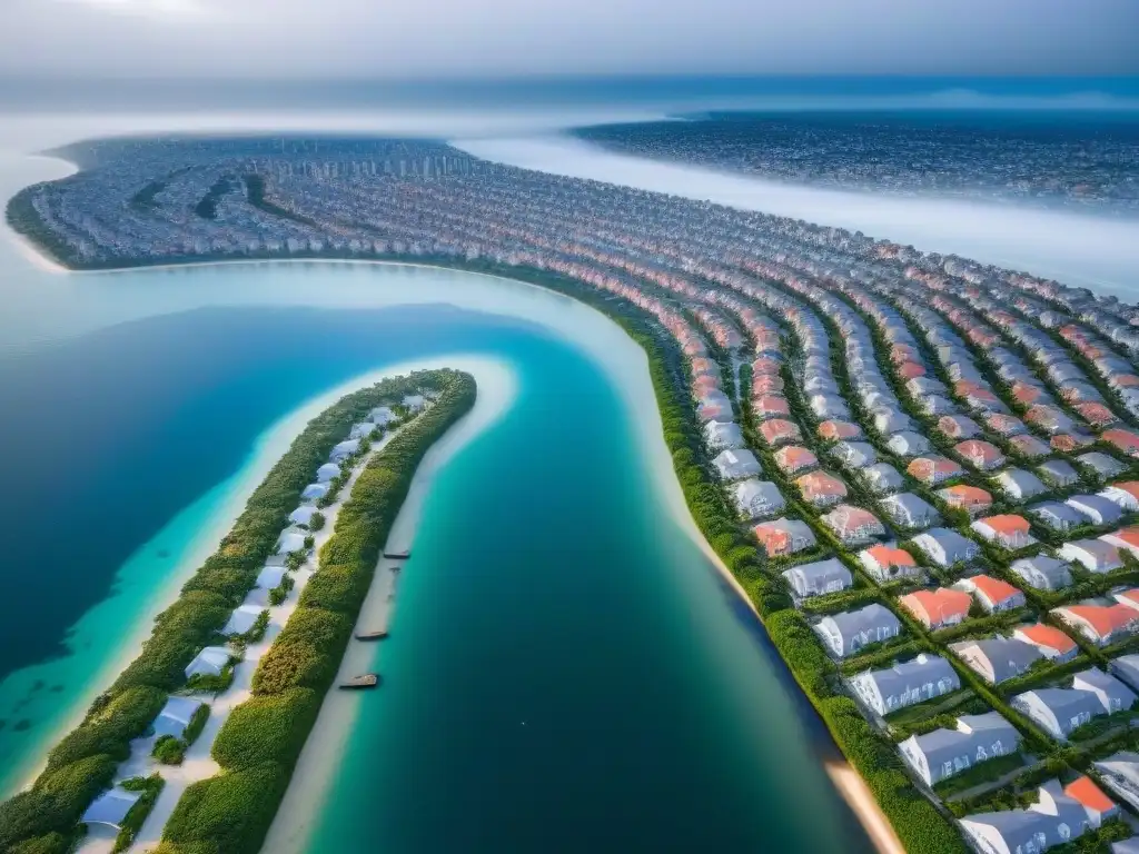 División impactante: ciudades costeras frente al cambio climático La devastadora huella del impacto de cambios climáticos en impuestos: edificios sumergidos frente a otros ilesos en ciudad costera