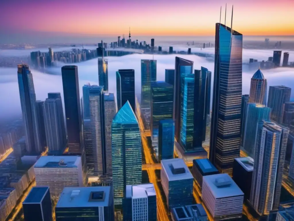 Horizonte urbano: mercado inmobiliario y networking Dinámico skyline urbano mostrando tendencias mercado inmobiliario Flipping