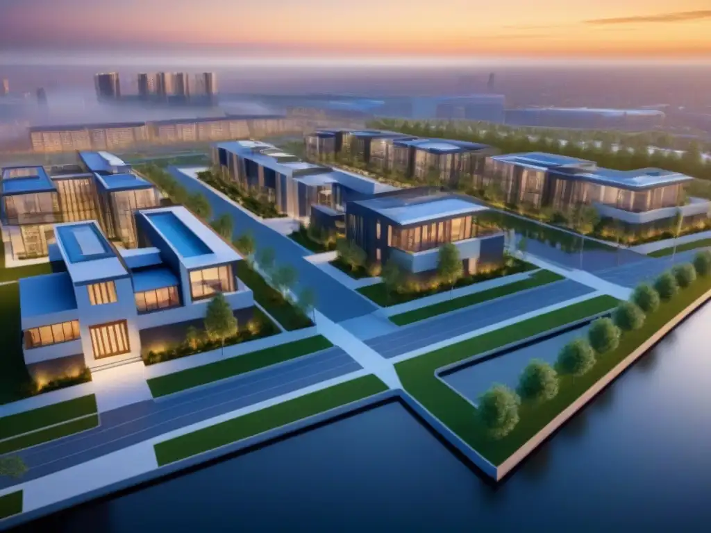 Plan maestro de desarrollo inmobiliario: detalles y diseño estratégico Diseño arquitectónico moderno para proyectos inmobiliarios en entorno económico, con detalles precisos y enfoque estratégico