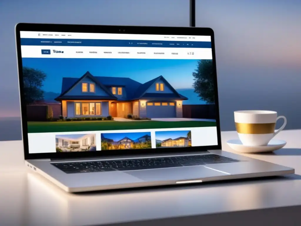 Web inmobiliaria moderna y elegante: diseño 8K en dispositivos Un diseño web inmobiliario elegante y moderno en varios dispositivos