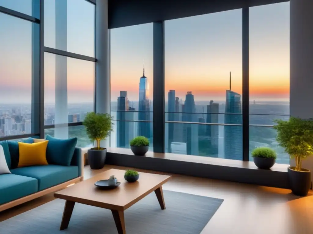 Edificio de lujo en ciudad vibrante con terraza panorámica y diseño moderno Edificio de apartamentos moderno de lujo en el centro de la ciudad, con terraza en la azotea y vista impresionante