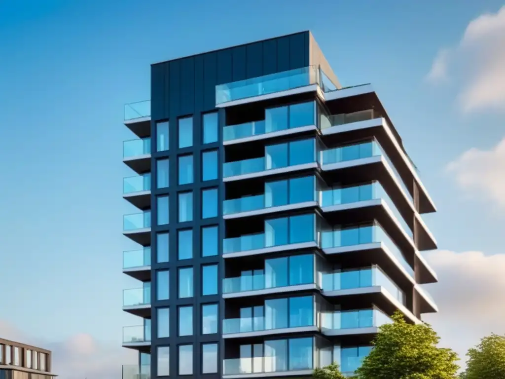 Edificio de lujo en Londres: impacto post-Brexit en el mercado inmobiliario Edificio de apartamentos moderno y lujoso en Londres con impacto del Brexit en financiamiento inmobiliario