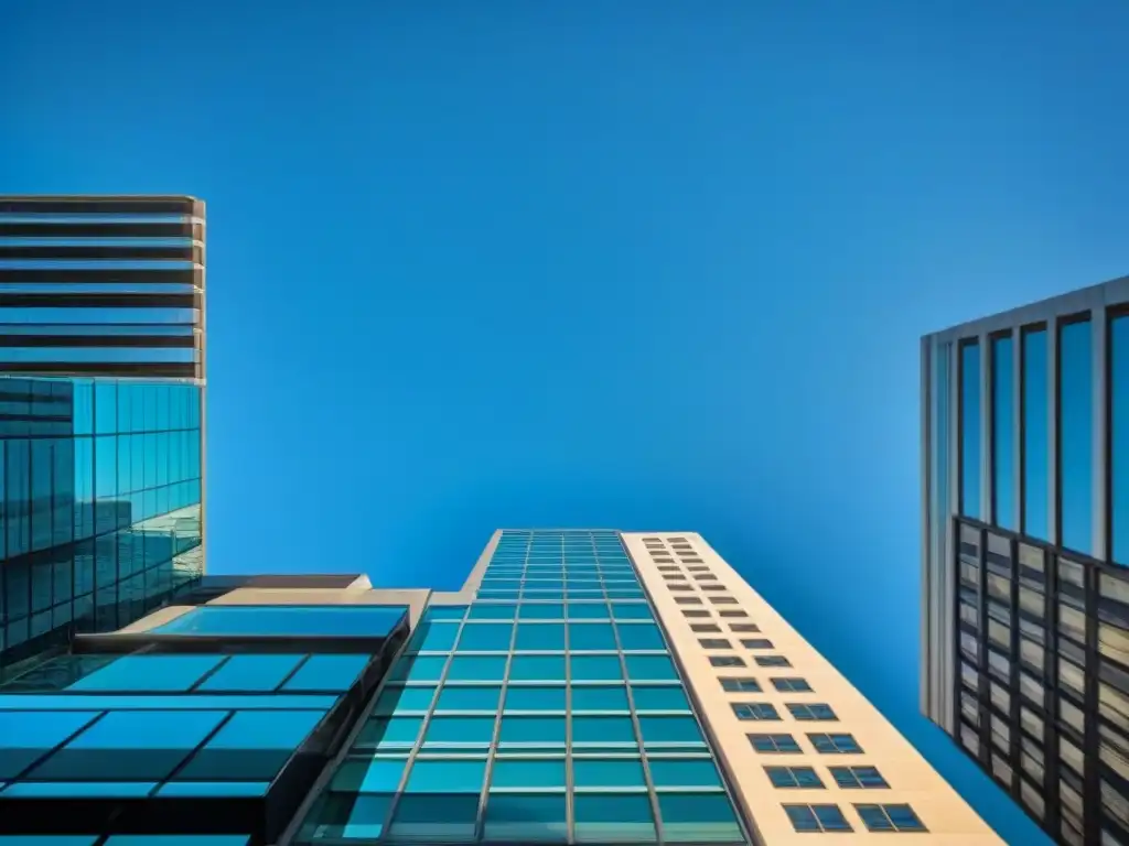 Edificio comercial moderno: arquitectura elegante en la ciudad El edificio comercial moderno muestra un diseño arquitectónico elegante con ventanales de piso a techo