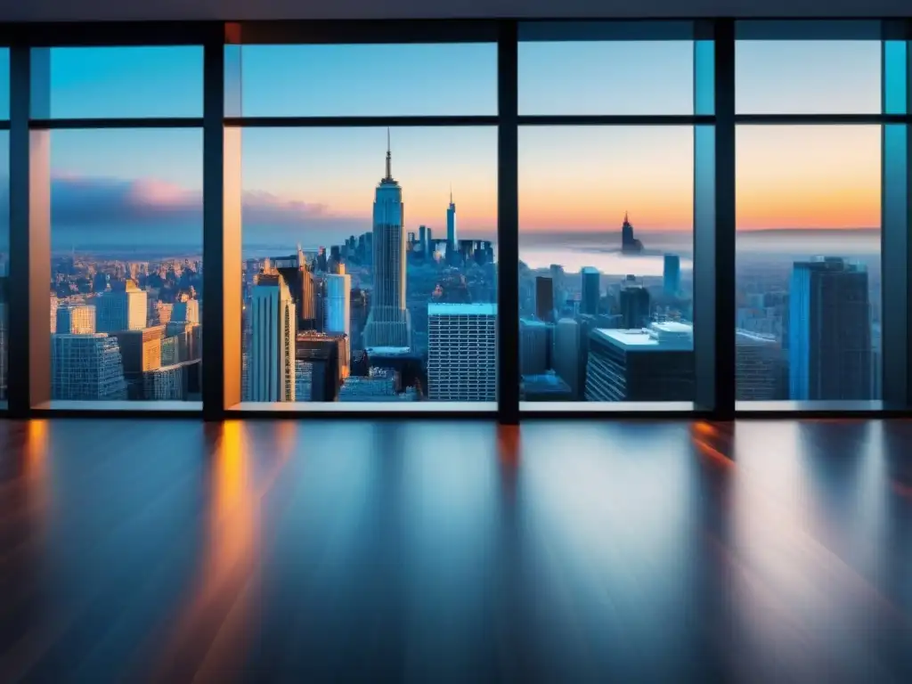 Edificio corporativo: propiedad y beneficios inmobiliarios Edificio corporativo con ventanales altos que reflejan la ciudad