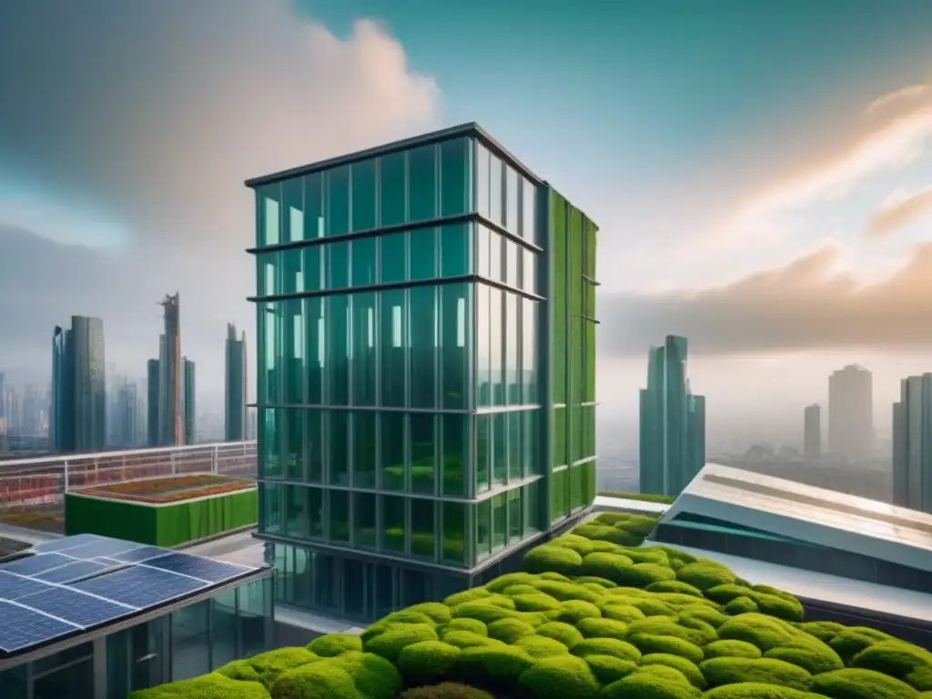Complejo ecológico futurista: diseño sostenible y verde en la ciudad Edificio futurista con financiamiento verde en la industria inmobiliaria