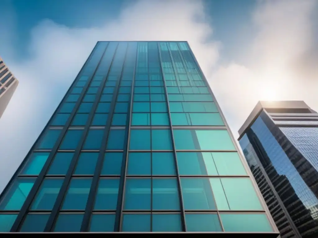 Edificio de oficinas moderno en el corazón de una ciudad española Edificio moderno en una ciudad española reflejando el paisaje urbano