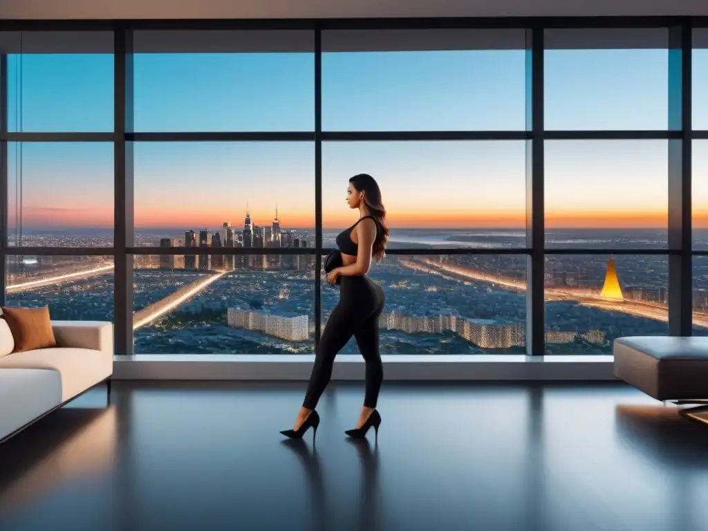 Espectacular arquitectura moderna con vista panorámica a la ciudad Edificio moderno con diseño minimalista y vista panorámica de la ciudad