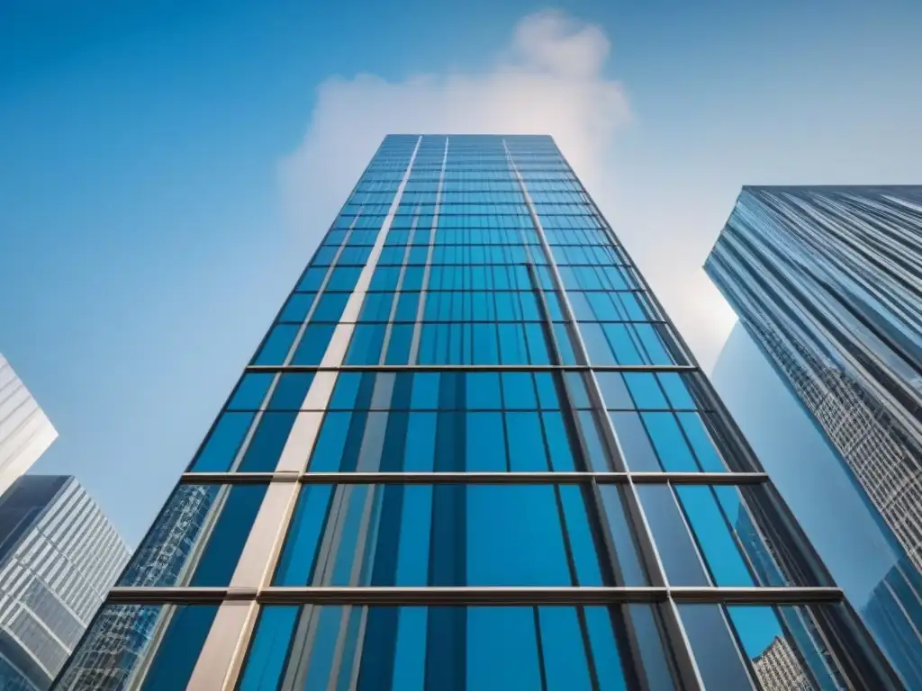 Edificio moderno de oficinas con fachada de vidrio reflejando la ciudad