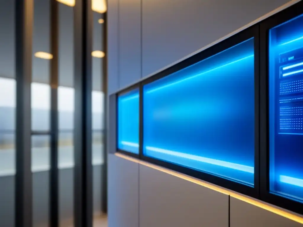 Edificio futurista con sistema de seguridad digital de alta tecnología Edificio moderno con sistema de seguridad digital futurista y avanzado en financiamiento inmobiliario