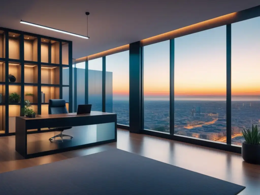 Edificio futurista con tecnología RV y RA de última generación Un edificio de oficinas futurista integrando tecnologías emergentes REITs comerciales